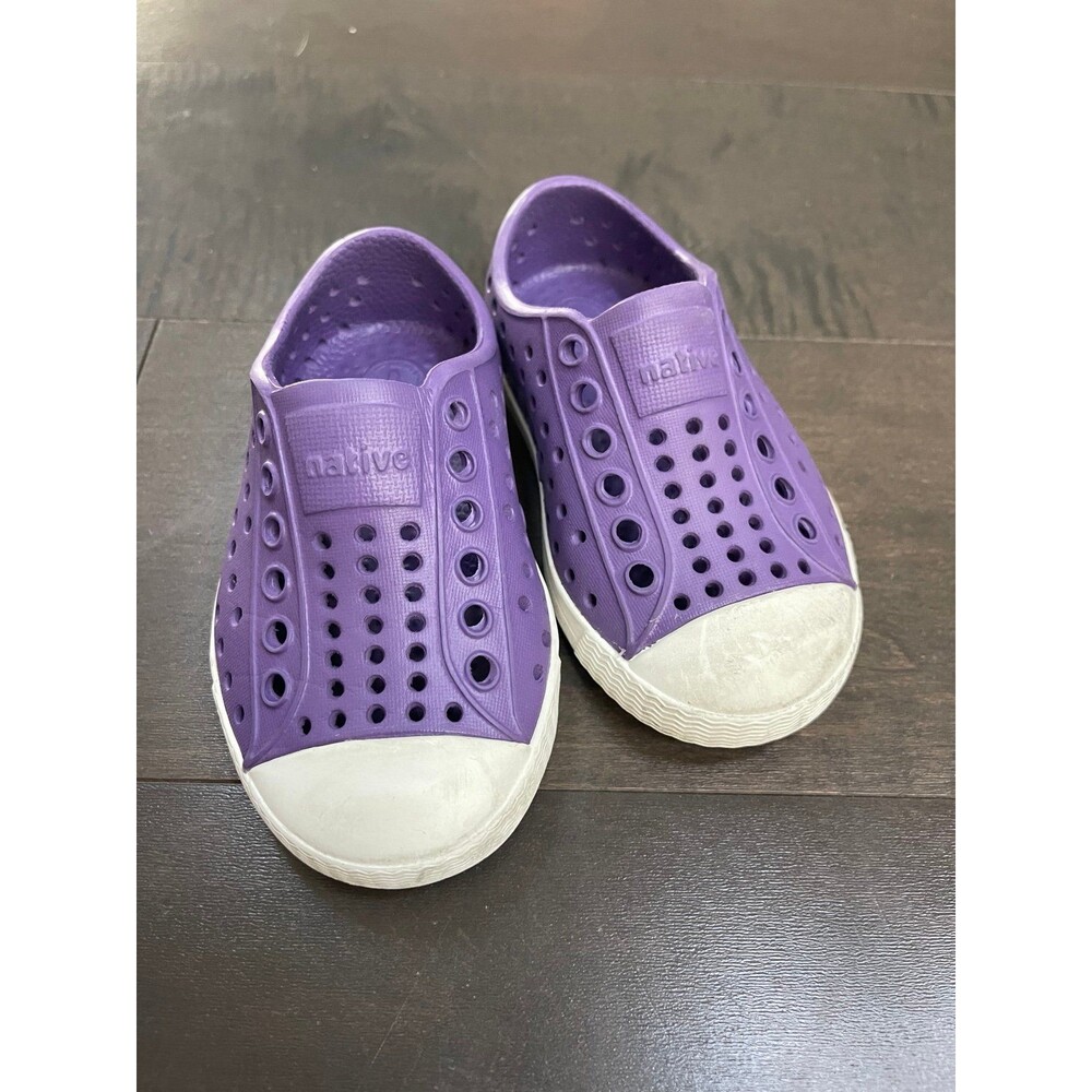 Native Little Girls Jefferson Lilac Rubber Waterproof No Lace Slip On Shoe Sz C5 - Picture 2 of 5